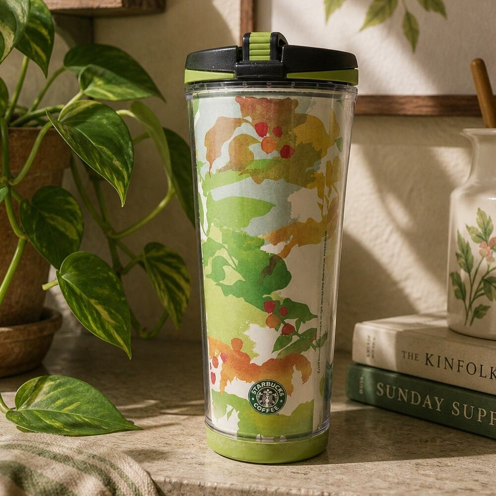 Starbucks 2007 Fall Leaves Travel Mug Tumbler 16oz Coffee Tea Botanical Cute